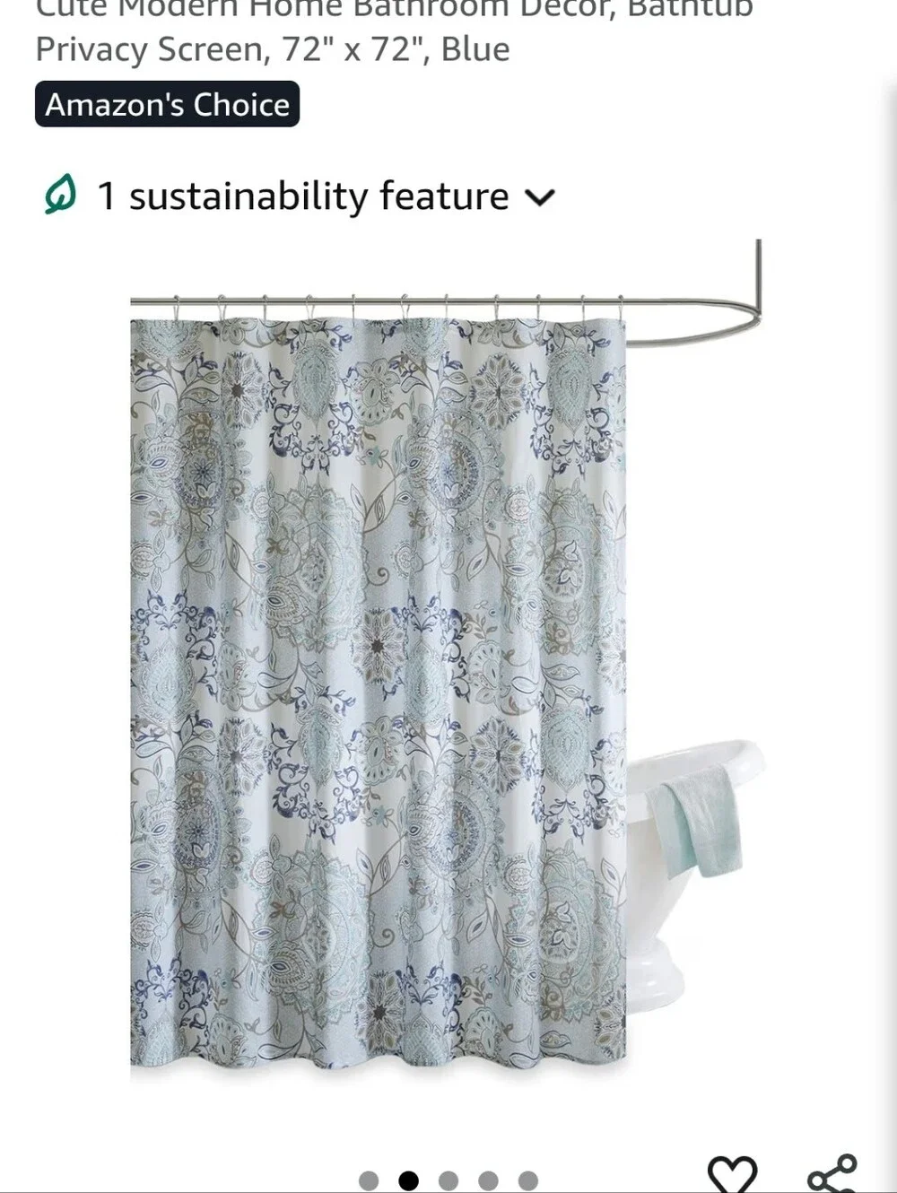 Floral Medallion Blue Shower Curtain - Home Bath
